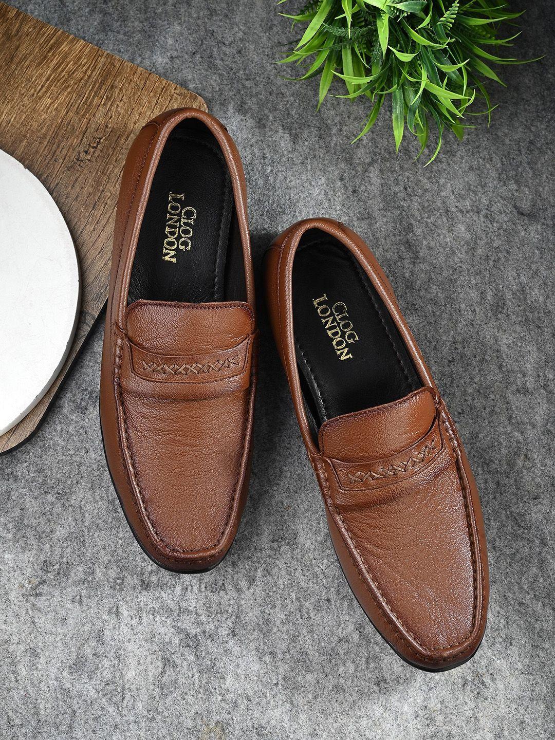 clog london men textured leather loafers