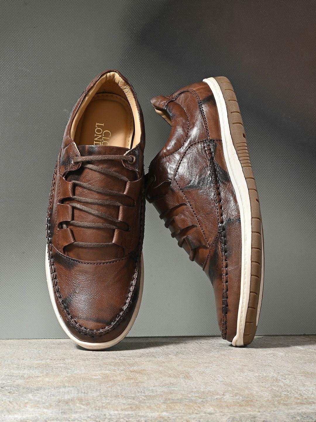 clog london men textured leather sneakers