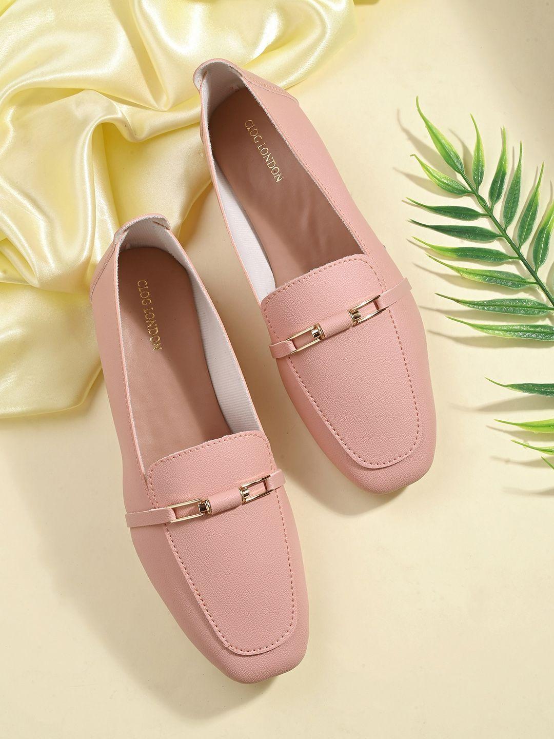 clog london peach-coloured block pumps