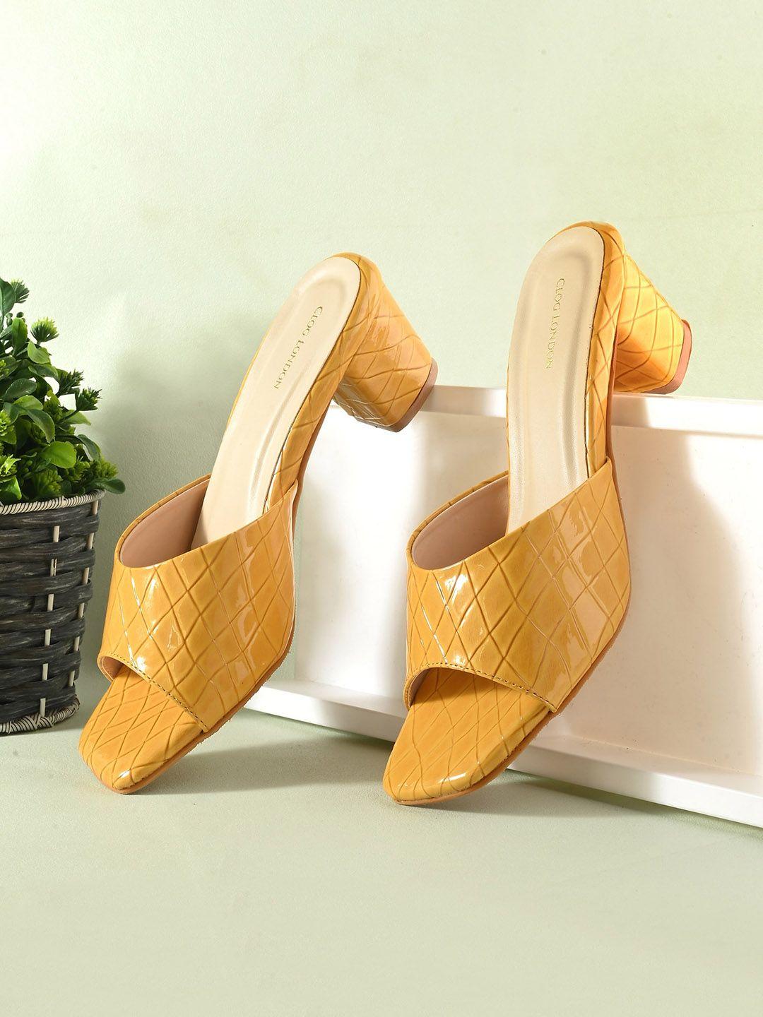 clog london textured block heels