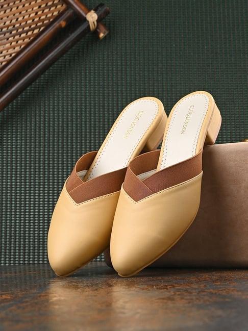 clog london women's beige mule shoes