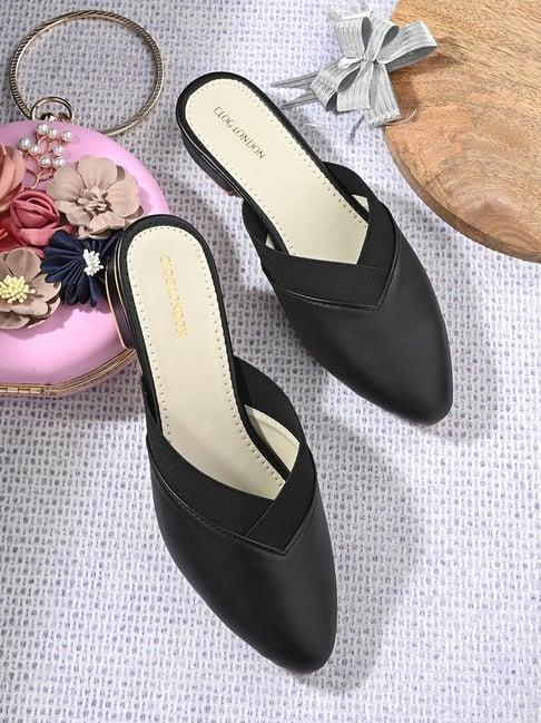 clog london women's black mule shoes