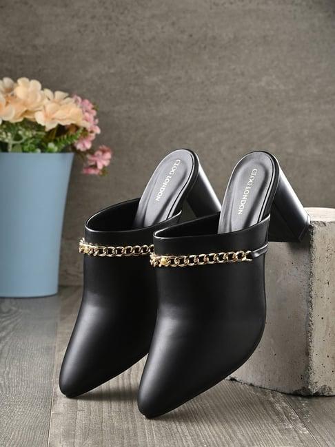 clog london women's black mule shoes