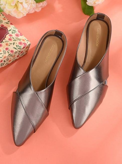 clog london women's grey mule shoes