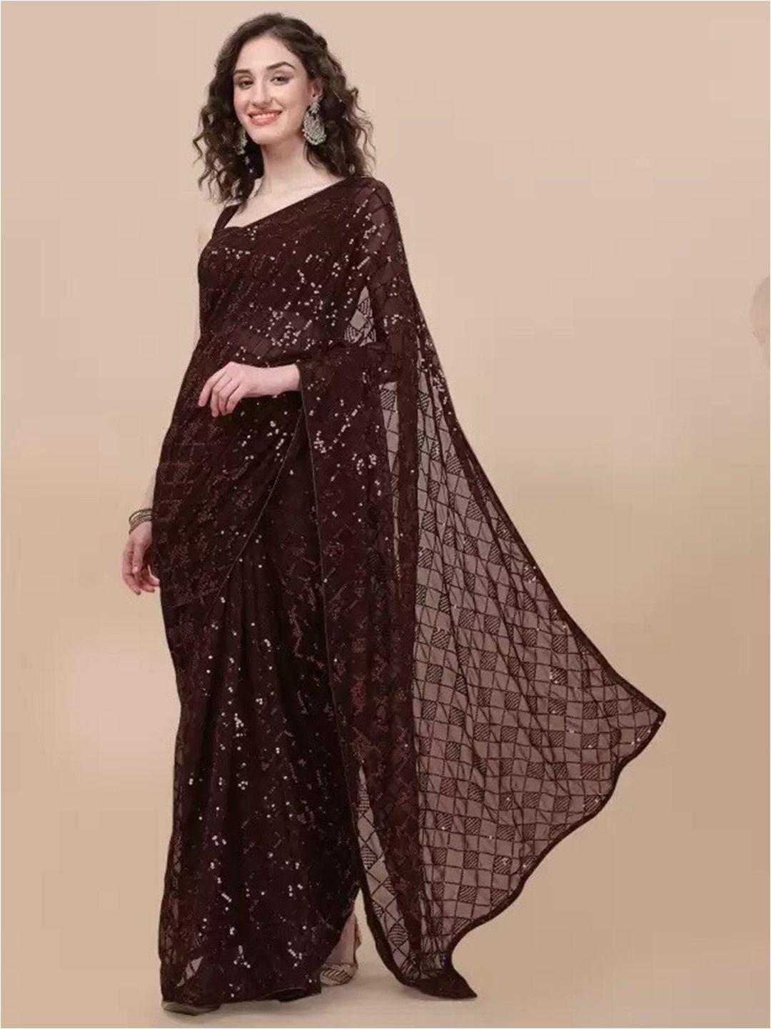 clomita embellished sequinned saree