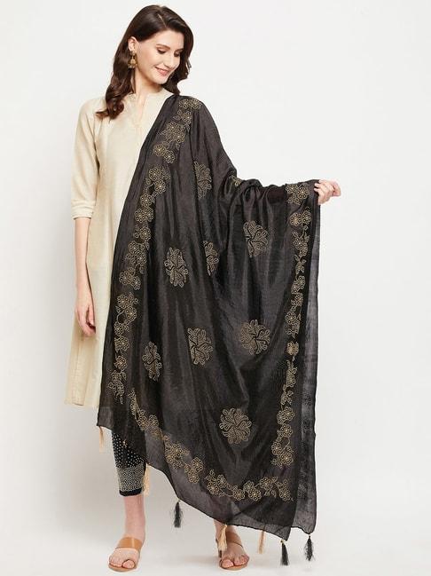 clora creation black embellished silk dupatta