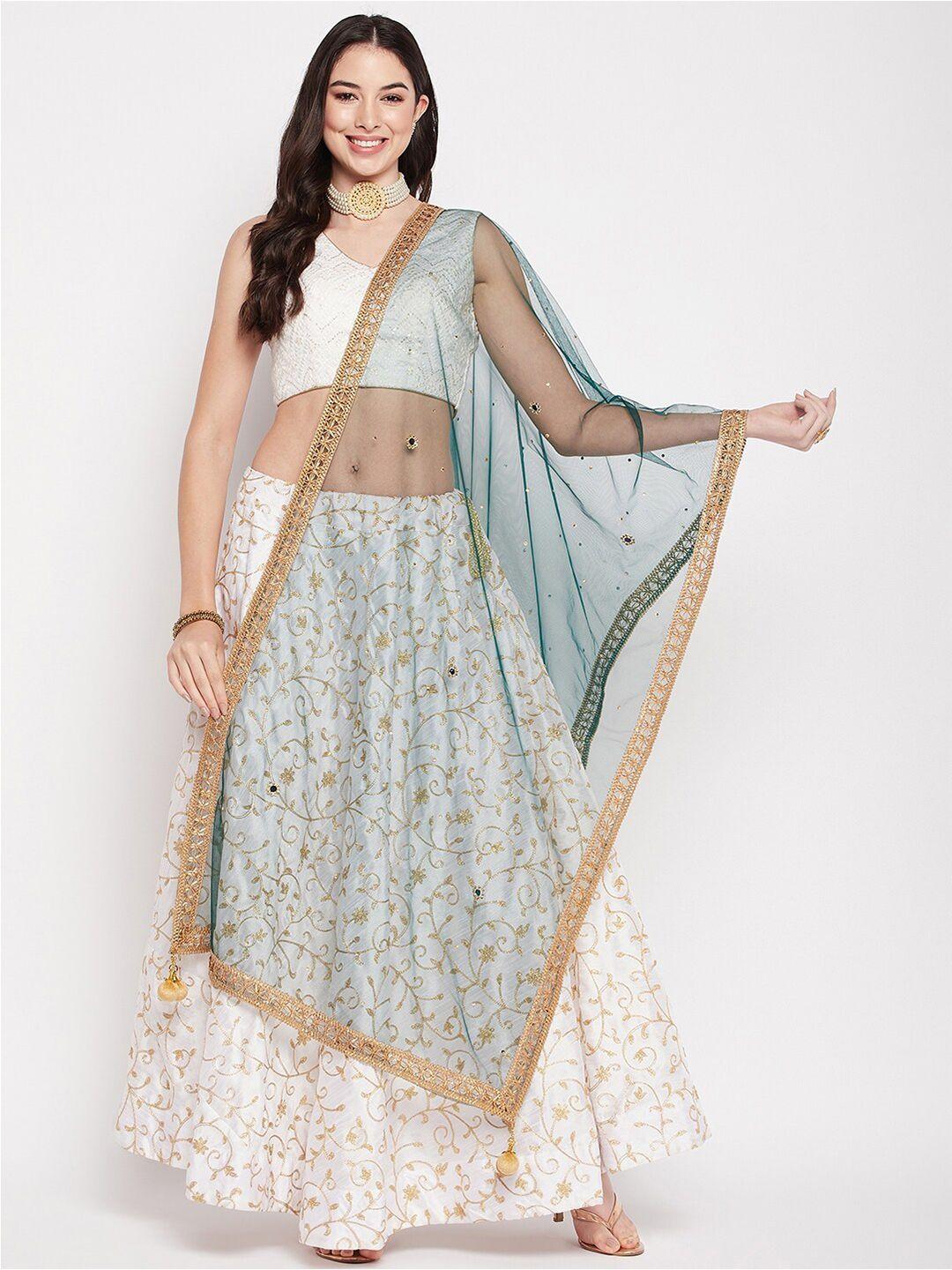 clora creation dupatta with sequinned and tasselled border