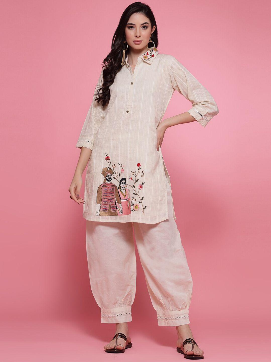 clora creation embroidered tunic & palazzos co-ords