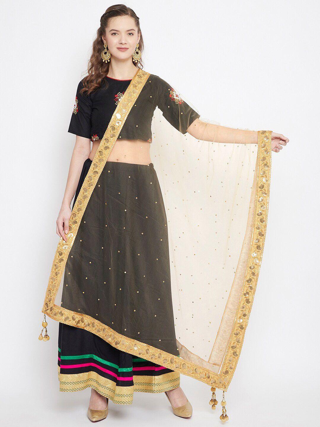 clora creation gold-toned ethnic motifs dupatta with sequinned
