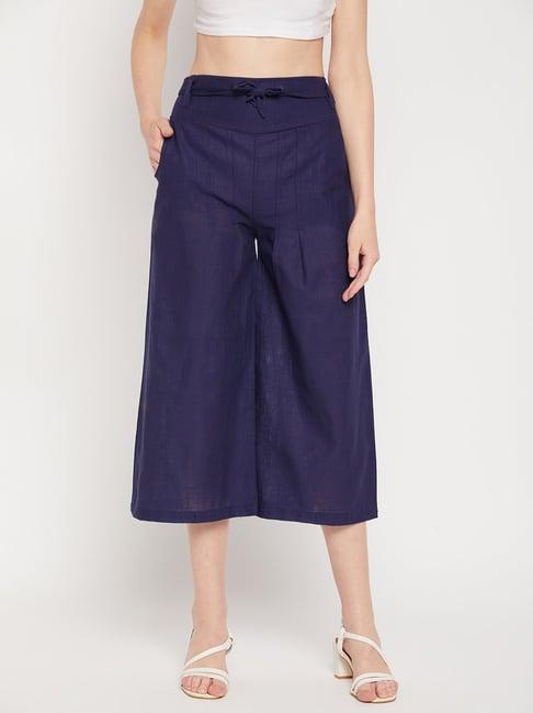 clora creation navy regular fit mid rise culottes