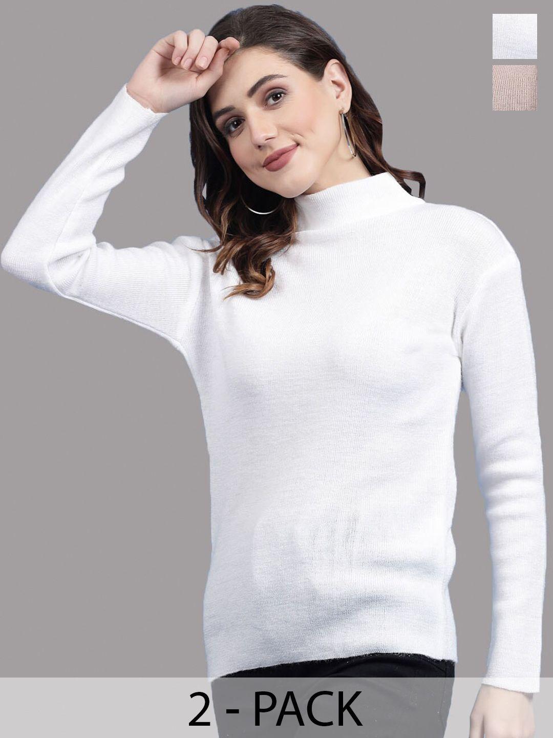 clora creation pack of 2 turtle neck woolen pullover sweaters