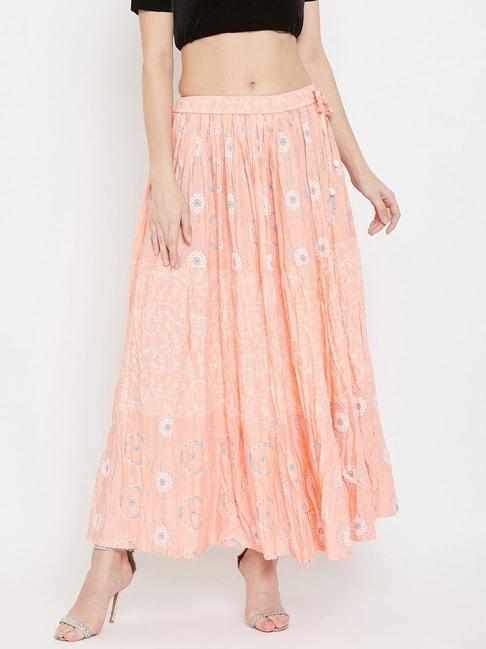 clora creation peach printed skirt