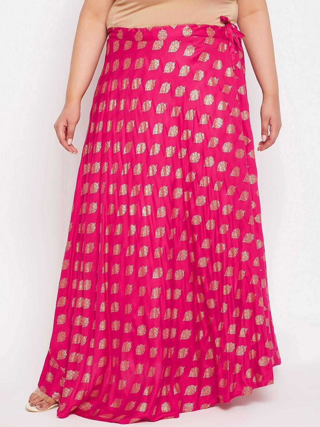 clora creation plus ethnic motifs printed flared skirt