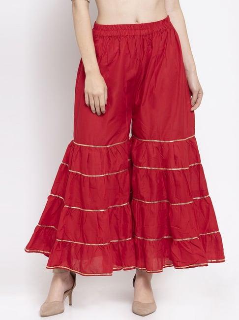 clora creation red cotton sharara