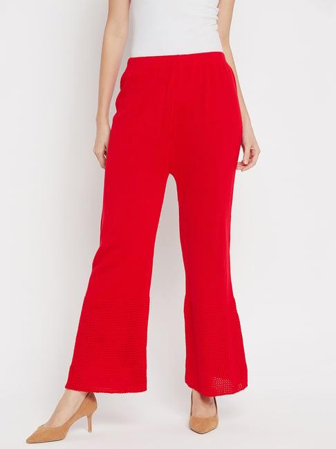 clora creation red straight fit mid rise regular pants