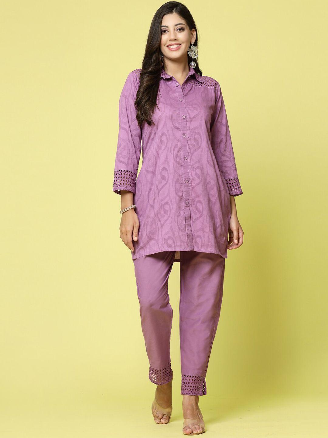 clora creation self designed pure cotton shirt with trousers