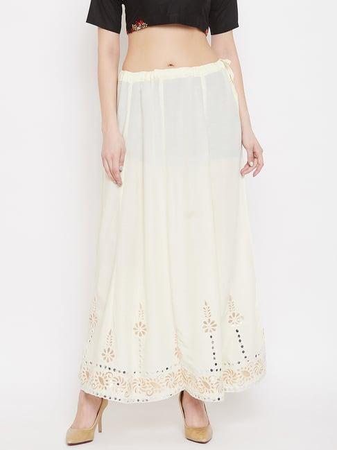 clora creation white embroidered skirt