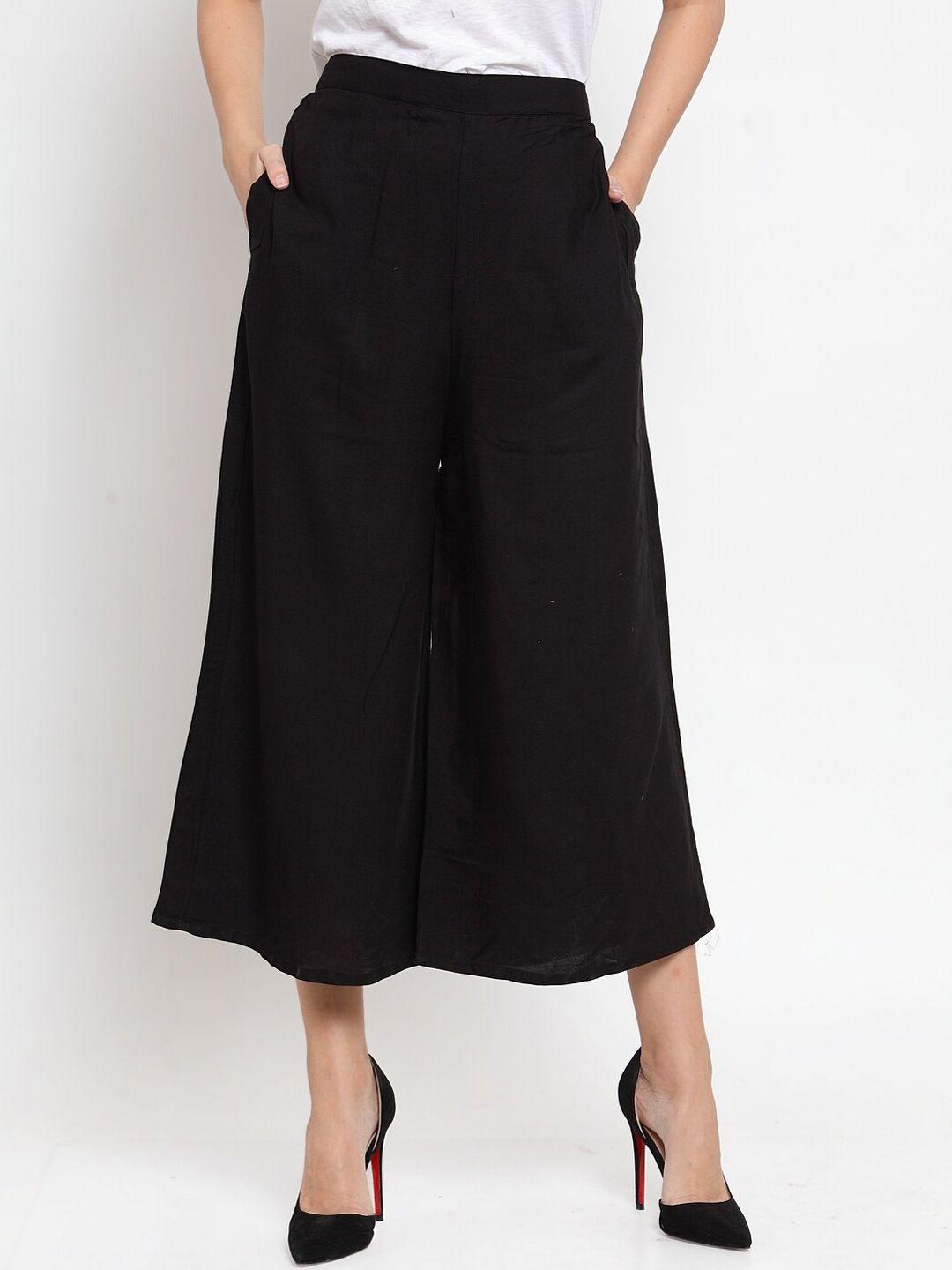clora creation women black smart culottes trousers