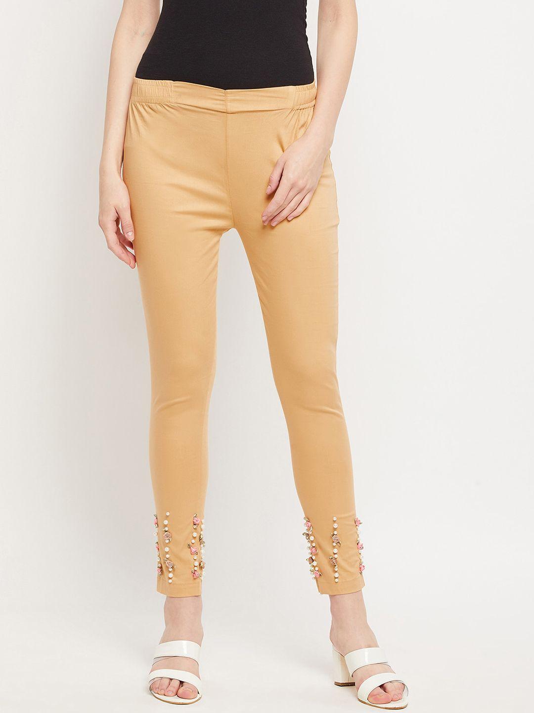clora creation women cotton embellished trousers