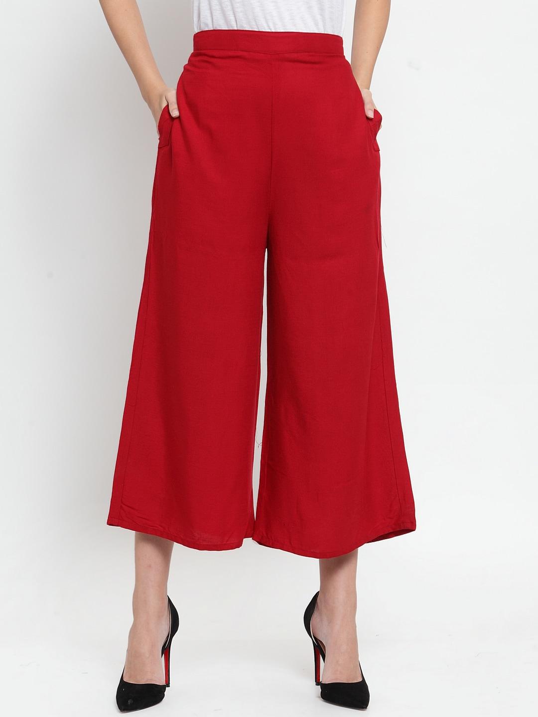 clora creation women maroon flared solid culottes