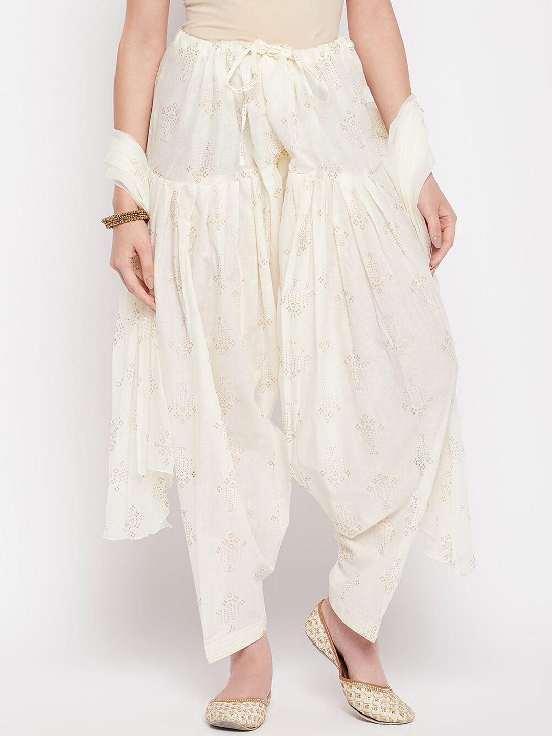 clora creation women mid-rise printed pure cotton loose-fit salwar & dupatta