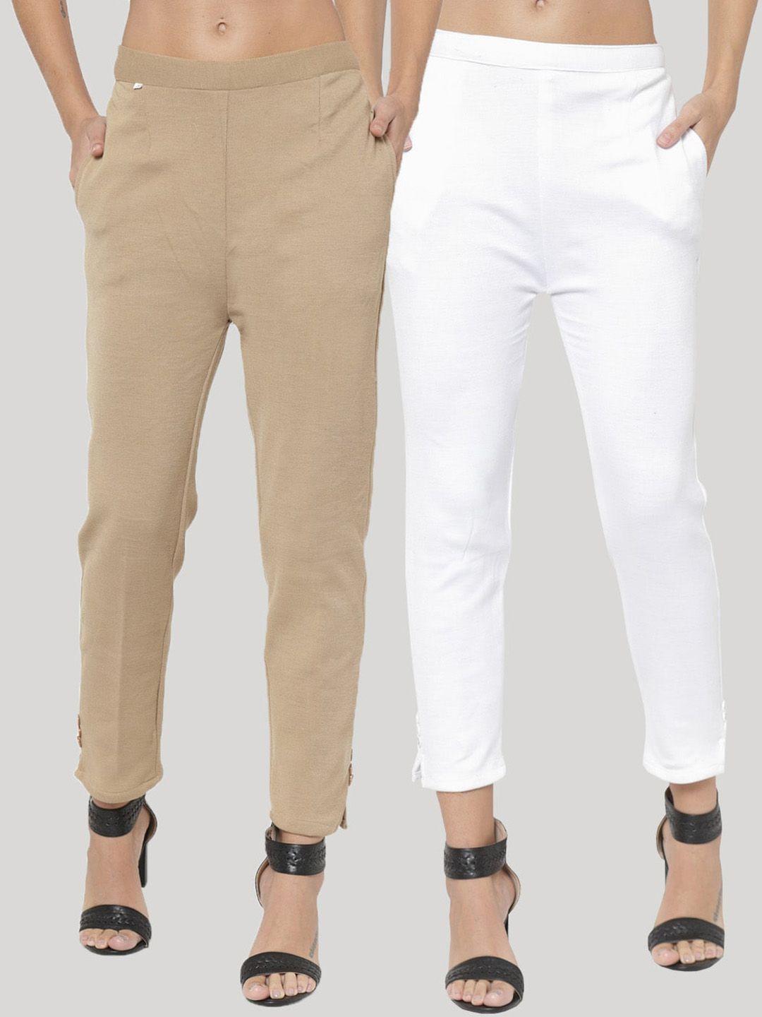 clora creation women pack of 2 smart easy wash trousers