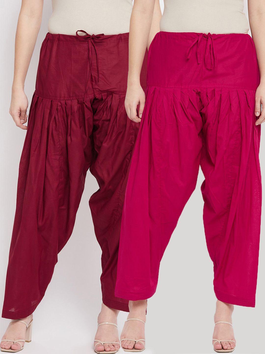 clora creation women pack of 2 solid pure cotton salwars