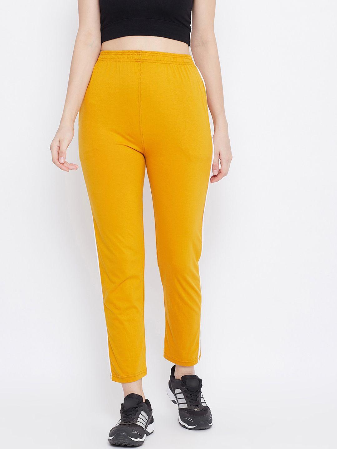 clora creation womens mustard straight fit trackpants