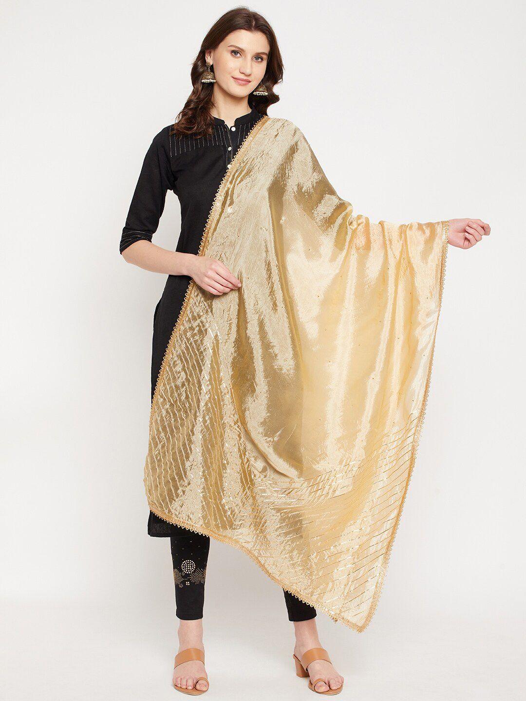 clora creation beige embroidered dupatta with gotta patti