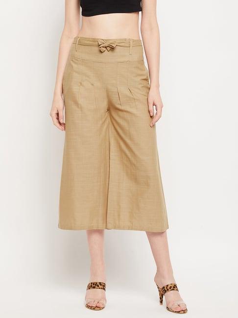 clora creation beige regular fit mid rise culottes