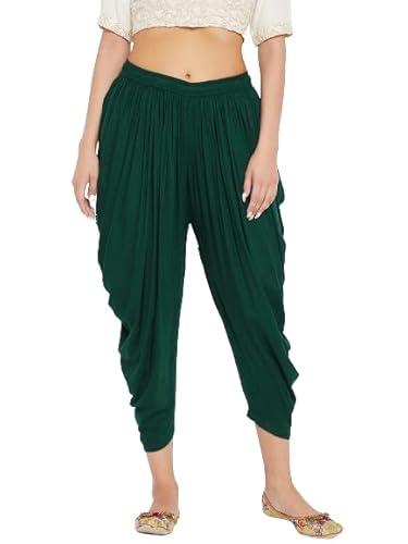 clora creation bottle green rayon dhoti pants, cc42245_28