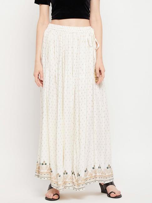 clora creation cream floral maxi skirt