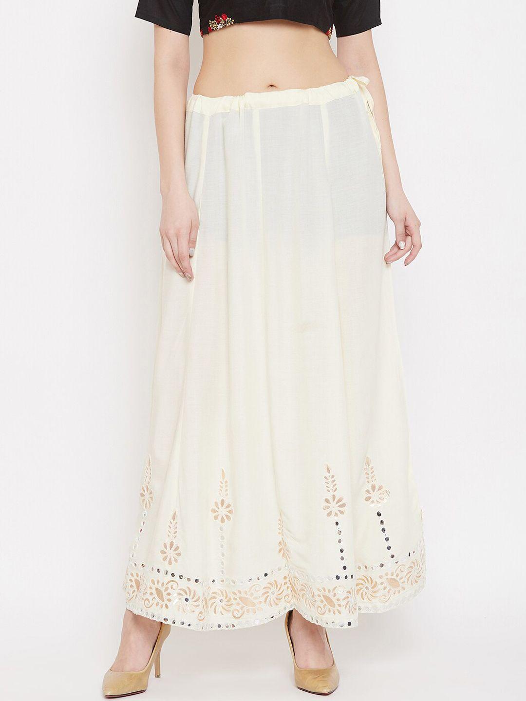 clora creation embellished flared maxi skirt