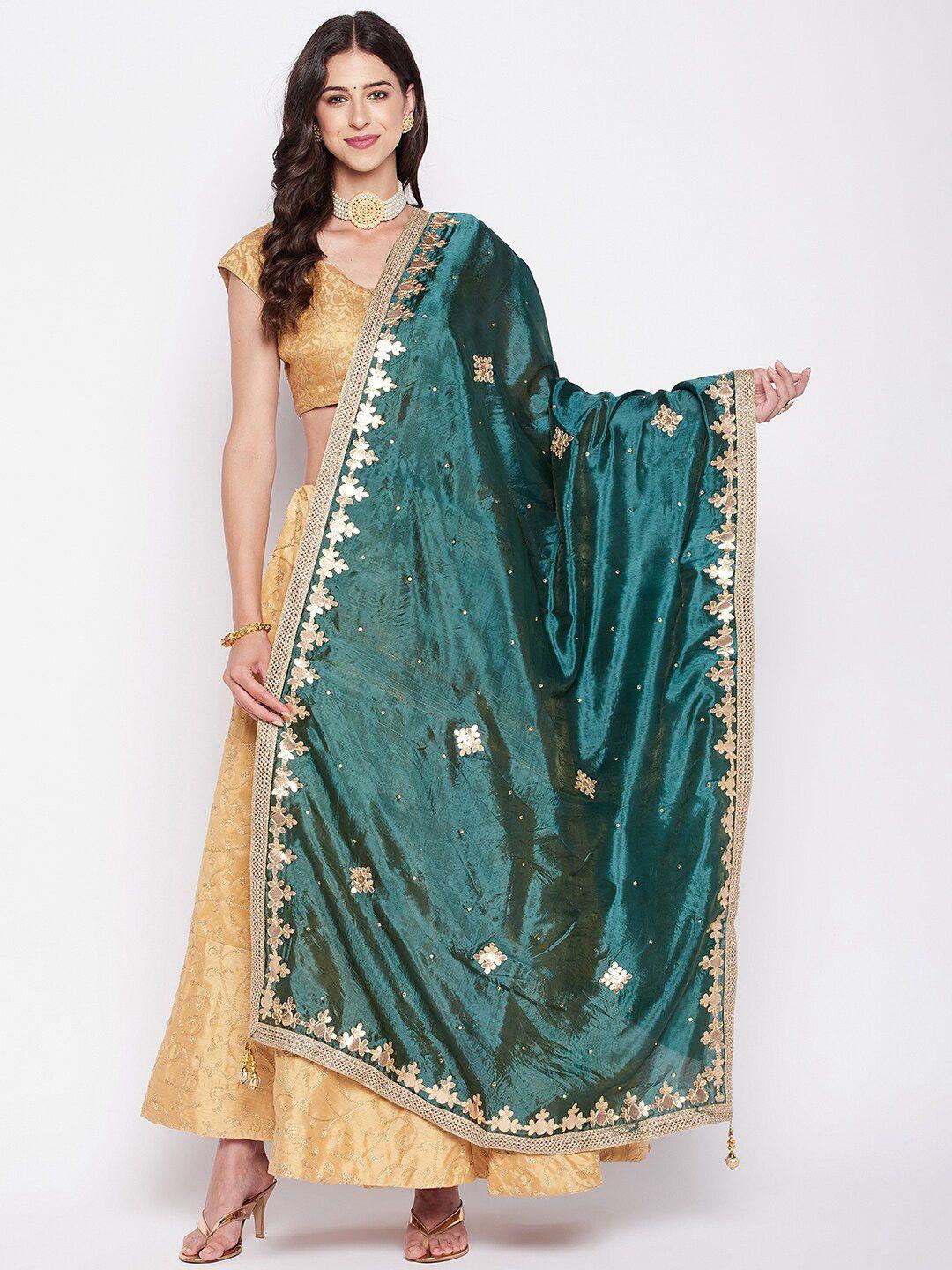 clora creation embroidered dupatta with gotta patti