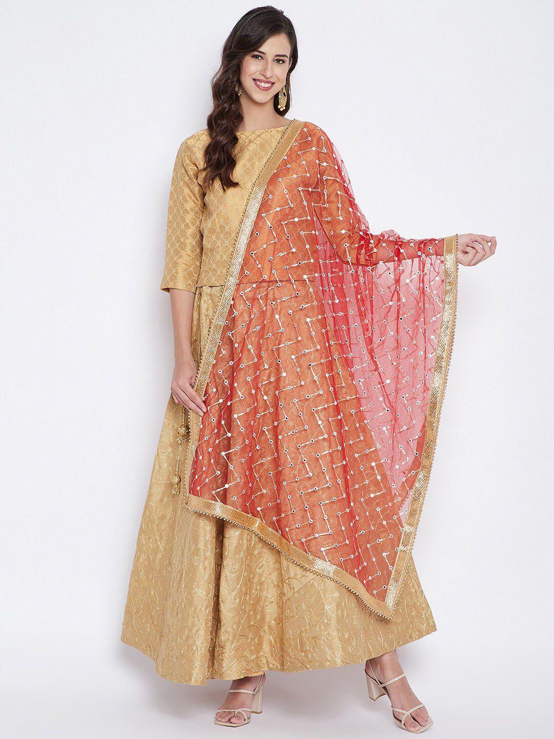 clora creation embroidered dupatta with mirror work