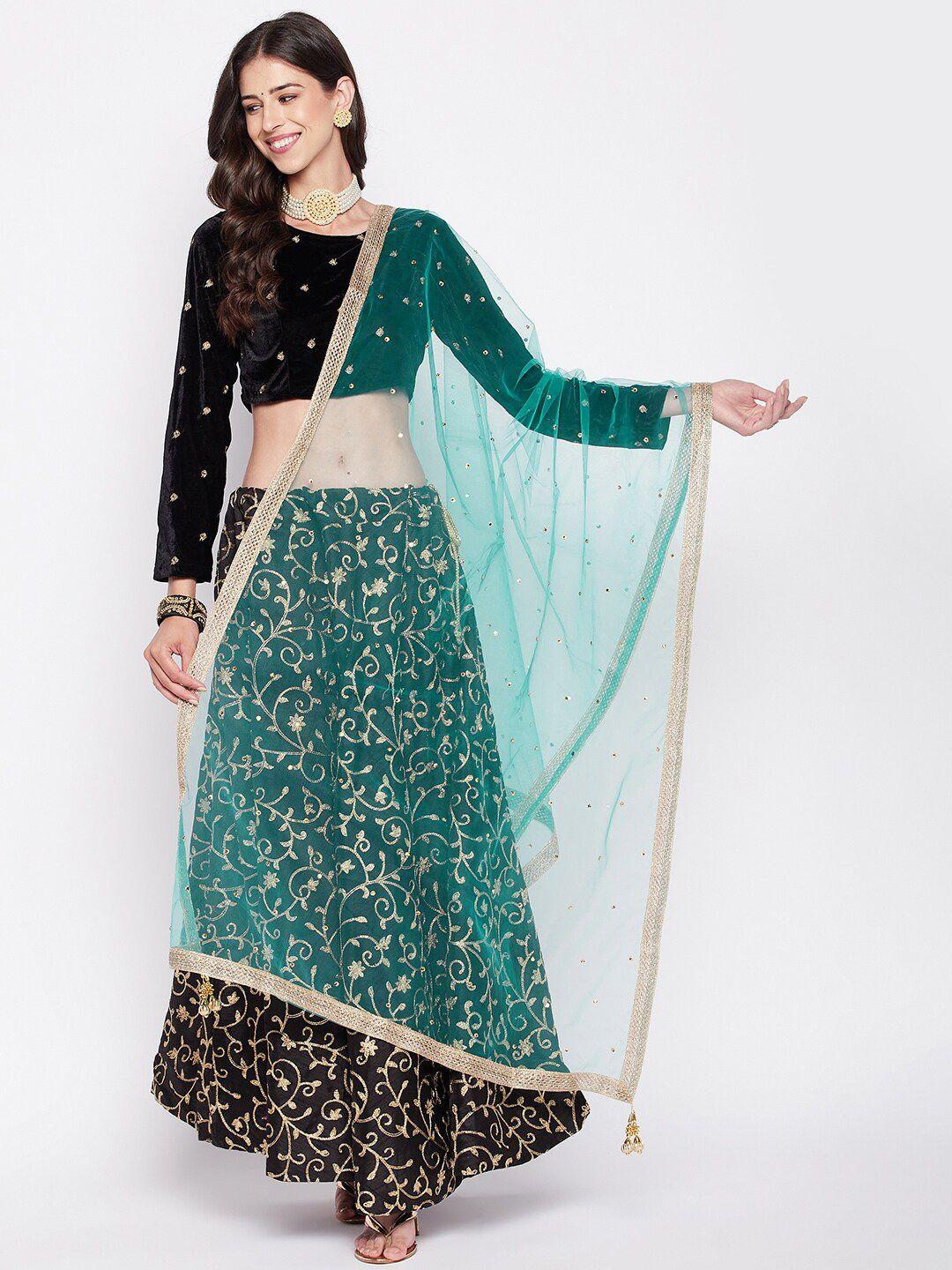 clora creation embroidered net dupatta with sequinned