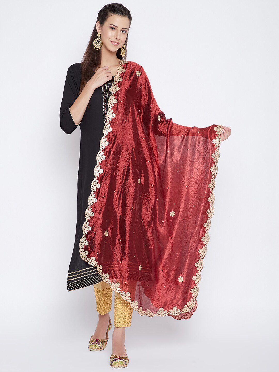 clora creation embroidered silk blend dupatta