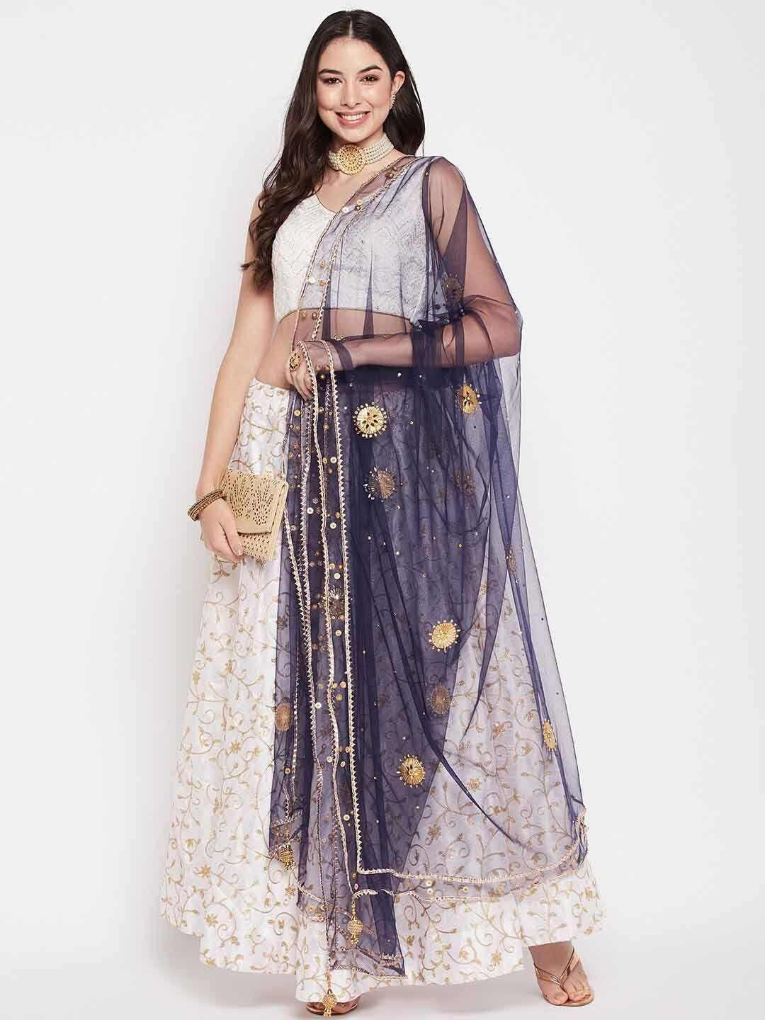 clora creation ethnic motifs embellished gotta patti net dupatta