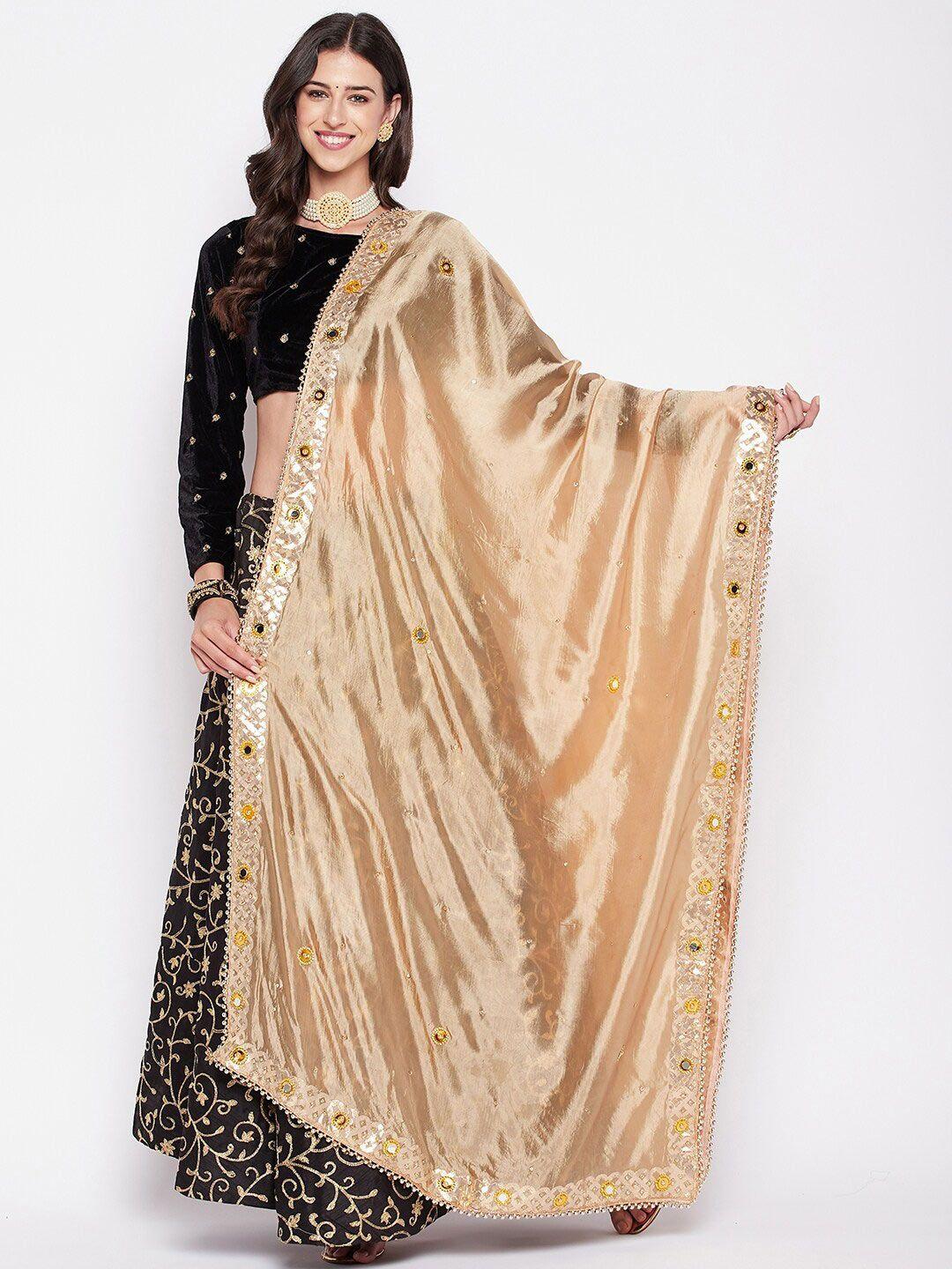 clora creation ethnic motifs embroidered dupatta with mirror work