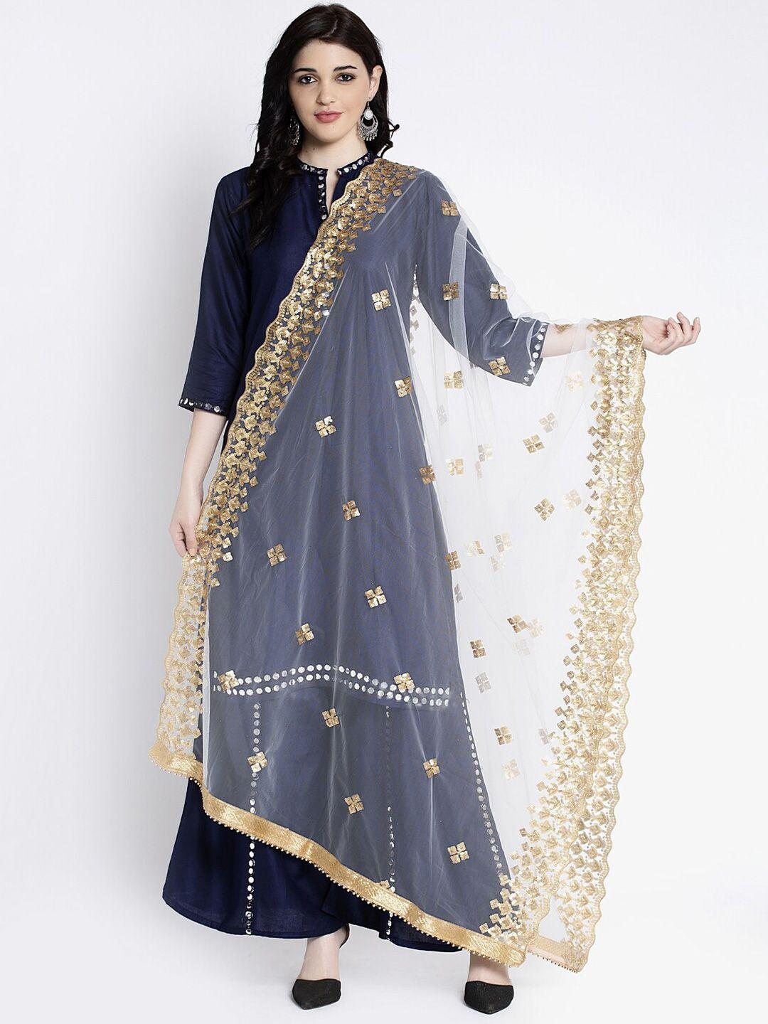 clora creation ethnic motifs embroidered dupatta with sequinned