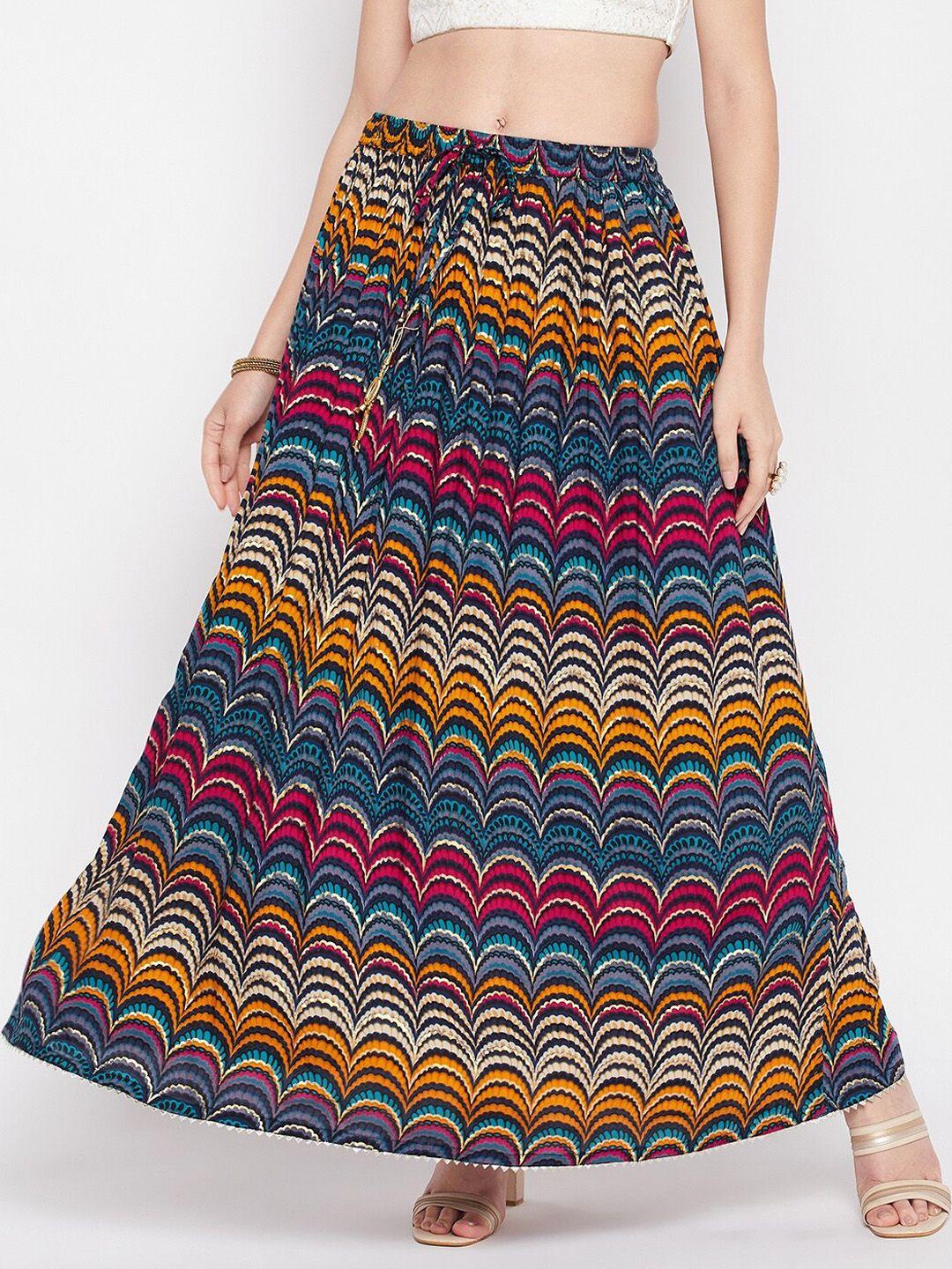 clora creation ethnic motifs printed flared maxi skirt