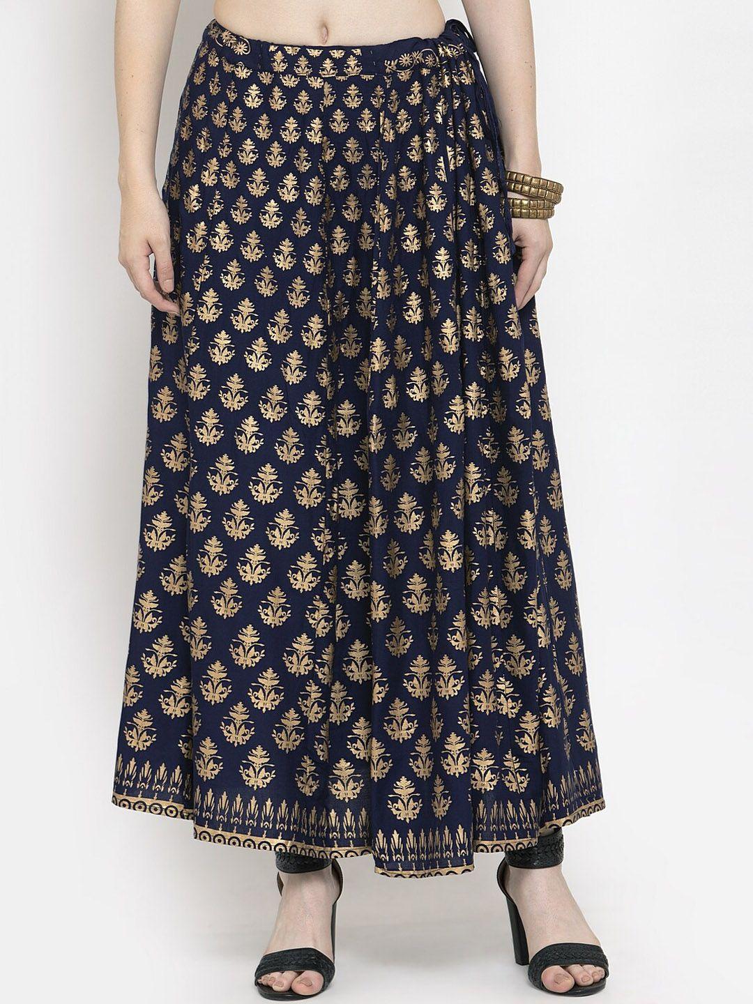 clora creation ethnic motifs printed flared maxi skirts