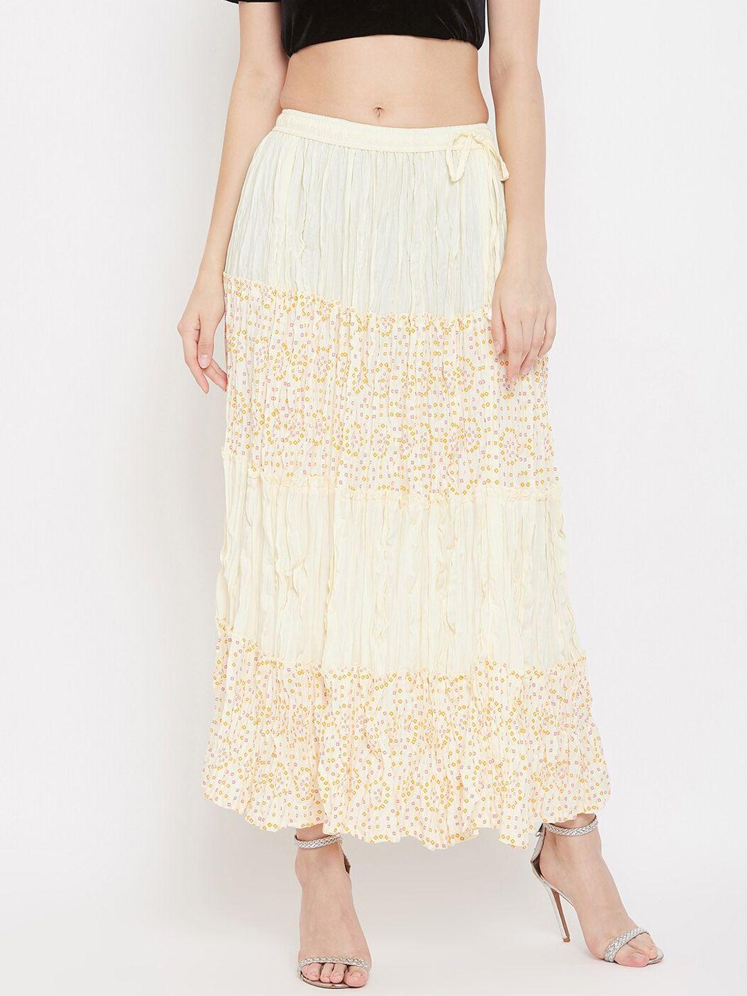 clora creation geometric printed flared tiered skirts