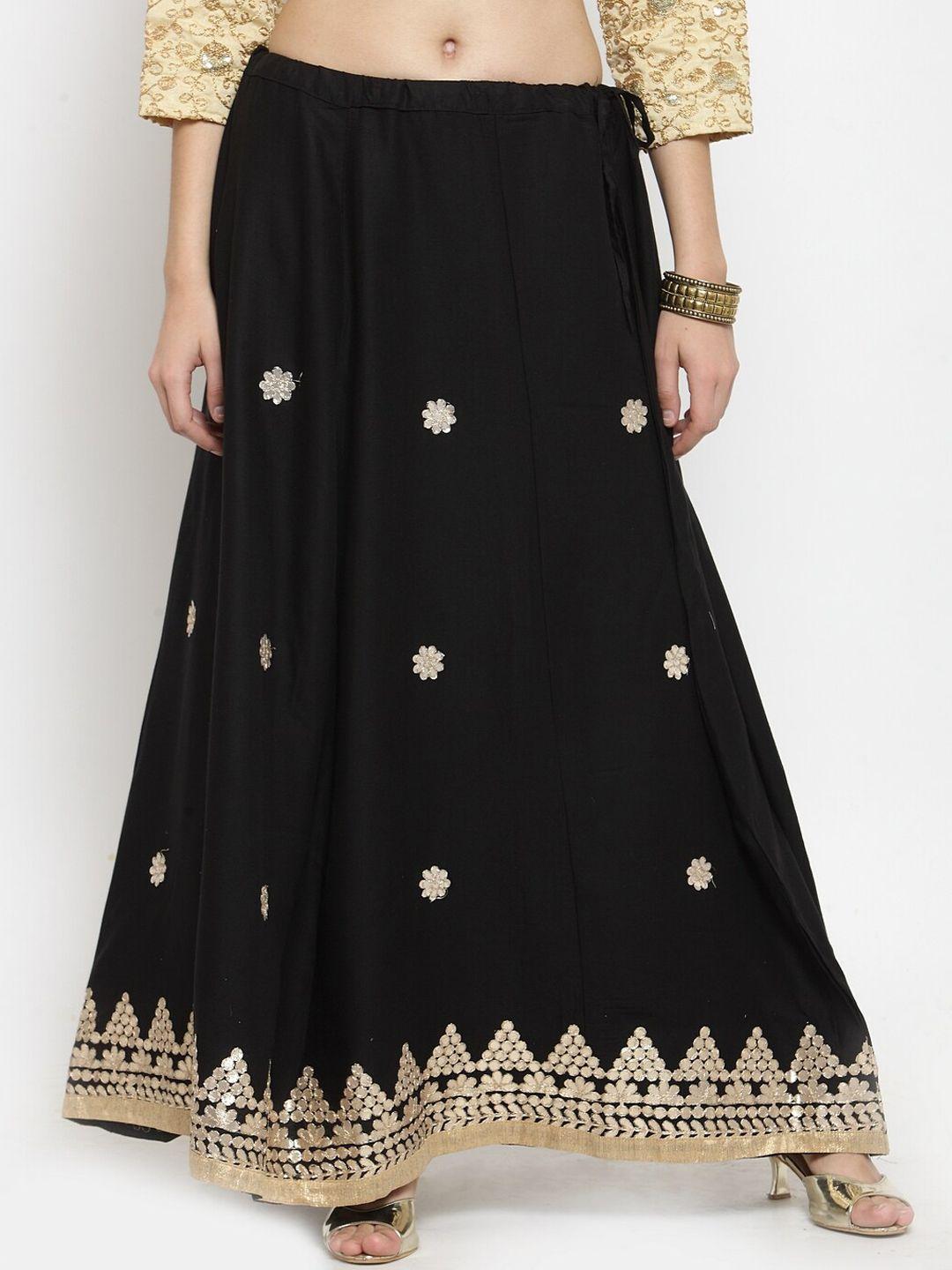 clora creation gotta patti embellished flared maxi skirt