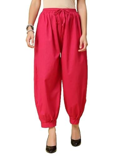 clora creation magenta solid cotton aghani pants, cc44230_36