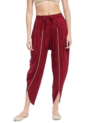 clora creation maroon rayon tulip pants, cc44126_30