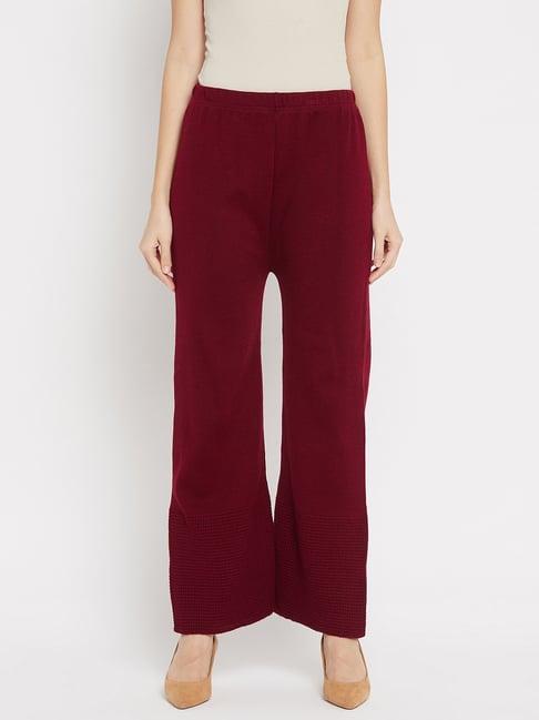 clora creation maroon straight fit mid rise regular pants