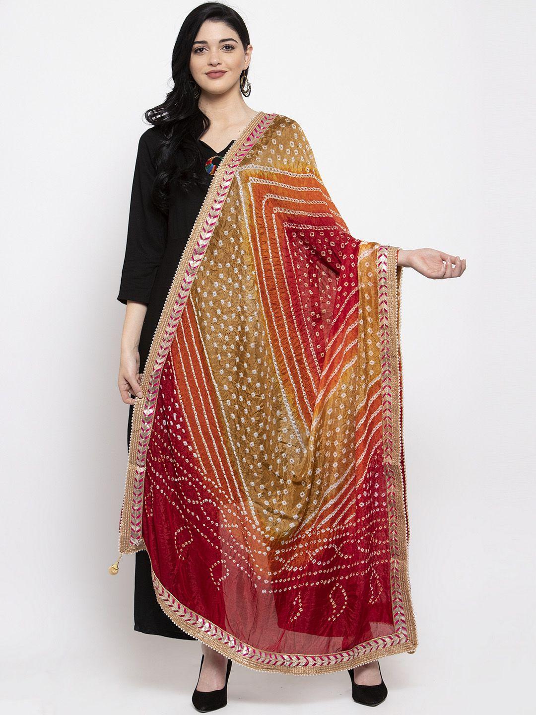 clora creation multicoloured bandhani gotta patti dupatta