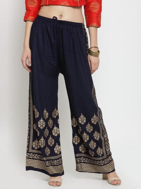 clora creation navy printed palazzos