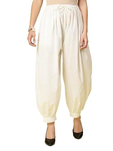 clora creation off white solid cotton aghani pants, cc44229_30